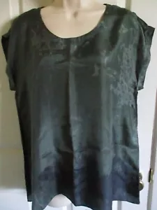 Top taglia pm Eileen Fisher GRPHT stampa spray mare seta collo H/LO orlo nuovo con etichette - Foto 1 di 3