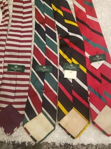 Tom James Handmade Necktie Multicolor Geometric Print 100% Silk Tie Lot of 4 - Picture 1 of 12