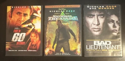 Nicholas Cage (3-DVDs) National Treasure, Gone in 60 seconds, Bad Lieutenant - Image 1 of 4