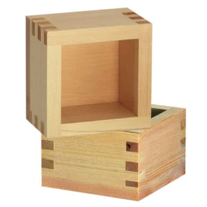 Set of 2 Japanese Wood Wooden Sake Cup Masu 3.25" Square x 2-1/8"H Made in Japan - Picture 1 of 2