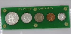 1955 US Mint 5-Coin Silver Proof Set in Green Capital Style Plastic Holder - Picture 1 of 10