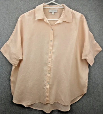 Witchery Size 6 Oversized Peach Color Button Front Dalman Sleeve Pure Linen Top - Image 1 of 4