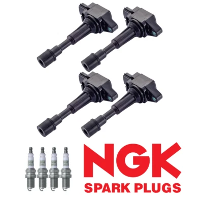 4 bobinas de encendido y 4 bujías NGK Platinum para Mazda 2 UF655 2001-2014 Foto 1 de 3