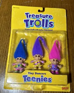 Treasure Trolls 1998 Tiny Dancers Lucky Wishstones paquete de 3 raro años 90 muñeca de juguete - Imagen 1 de 16