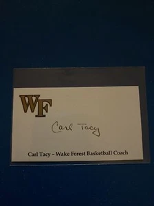Carl Tacy Signed Business Card Size Card Wake Forest BBall Autograph Auto  - Picture 1 of 1