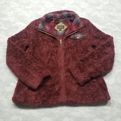 Chaqueta Pendleton Mujer Pequeña Púrpura Merlot Cremallera Sherpa Exterior Suave Foto 1 de 4