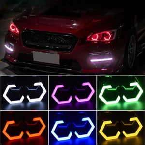 Hexagon Cotton RGB LED Angel Eye Halo Ring Turn Signal Light APP Headlight 4 PCS - Picture 1 of 16