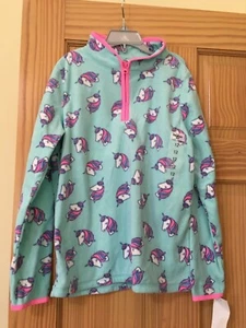 NWT Oshkosh Unicorn Fleece Pullover Jacket Girl kid sizes Turquoise - Picture 1 of 1