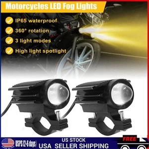 2x LED Spot Lights Auxiliary Motorcycle Headlight Driving Fog Lamp Amber+White - Picture 1 of 16
