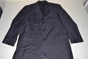 GIAN LUCA NAPOLI NAVY BLUE PLAID 3 BUTTON BLAZER JACKET MENS SIZE 42R - Picture 1 of 8