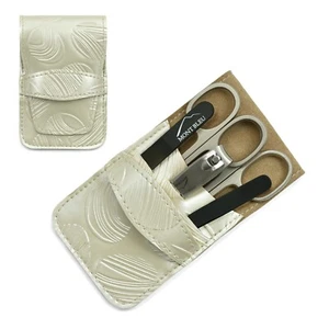 Mont Bleu Set 5 Pezzi Manicure & Lima per Unghie in Cristallo in Ecopelle Beige Astuccio MIKE - Foto 1 di 8