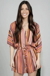 Striped Multi Color Kimono Romper Size Small. New With Tags! - Picture 1 of 6