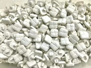 Buttons 15mm Square 18mm Diag Ivory Cream Leather Effect Football Shank Q878 - Picture 1 of 24