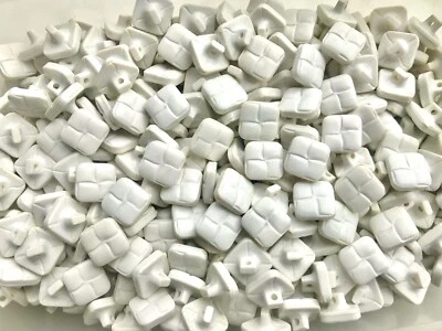 Buttons 15mm Square 18mm Diag Ivory Cream Leather Effect Football Shank Q878 - Image 1 of 4