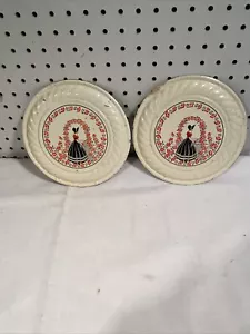 Southern Belle Flue Flu Cover Tin Lady Silhouette Garden Chimney Lot Of 2 - Picture 1 of 5