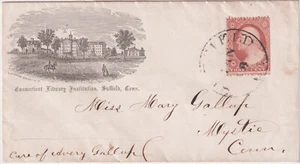 Suffield Conn illust corner cover Connecticut Literary Institution 3c #26 (g4) - Picture 1 of 2