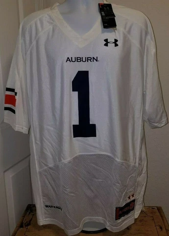 ID#2170 Auburn War Eagle Under Armour Football Jersey #1 X-Large White NWT Cover