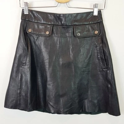 ZARA | Falda para mujer de cuero negro línea A [talla XS o AU 8 / US 4] Foto 1 de 4
