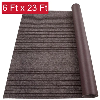 6FTx23FT Boat Marine Carpet Stripe Brown Indoor/Outdoor Rug Non-Slip Waterproof - Image 1 of 4