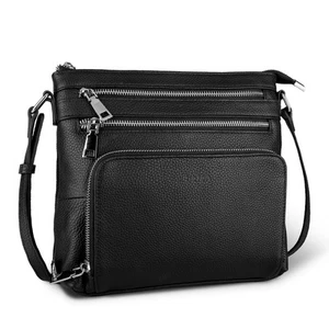 Black Genuine Leather Crossbody Purses for Women, Ladies Anti-Theft Medium Cr... - Picture 1 of 7