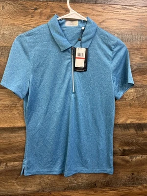 Camisa polo de golf Callaway para mujer con cremallera en cuarto SS azul jaspeado talla XS Foto 1 de 3