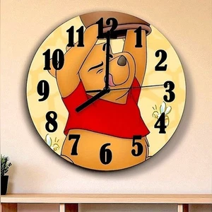 Winnie the Pooh Wall Clock Analog Quartz Round 10” Red Yellow - Picture 1 of 15