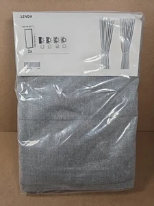 Ikea LENDA Curtains Extra Long 140 x 300 cm Grey With Tiebacks Brand New - Picture 1 of 6