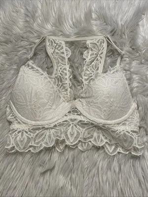 Victorias Secret 粉色 XS Bralette 白色日期 轻薄内衬 钢圈 蕾丝 — 第 1/4 张图片