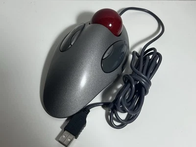 Logitech Trackman USB Red Marble Trackball Mouse T-BC21 - Image 1 of 4