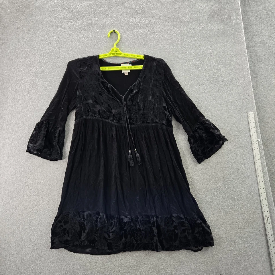 Vestido para mujer Knox Rose L negro nailon rayón calce floral y acampanado bohemio Foto 1 de 4