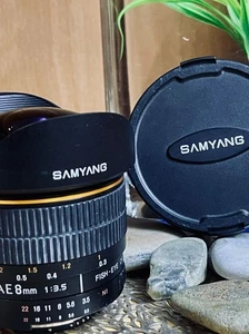 Samyang 8mm f3.8 Fisheye Manual Focus Lens for Nikon + Adapter fotodiox Pro Sony - Picture 1 of 6