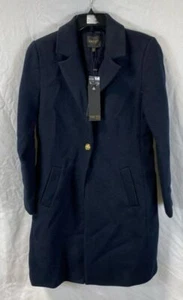 NWT Truth By Republic Womens Navy Wool Blend Long Sleeve Trench Coat Size Medium - Picture 1 of 6