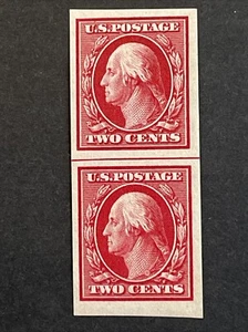 Par de directrices horizontales perforadas de 2 centavos Washington 1910 Sc# 384, MH - Imagen 1 de 2