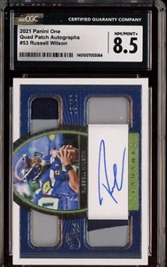 2021 Panini One #53 Russell Wilson Seahawks Quad Patch AUTO 15/20 CGC 8.5 - Picture 1 of 2
