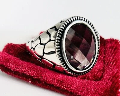 925 Sterlingsilber Handmade Edelstein Zultanit mit Stein -Muster Ring Herrenring - Bild 1 von 4