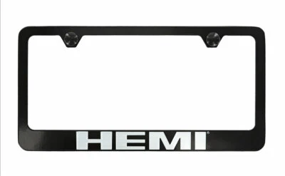 Hemi Wordmark Mopar Black Finish License Plate Frame Holder - Image 1 of 4