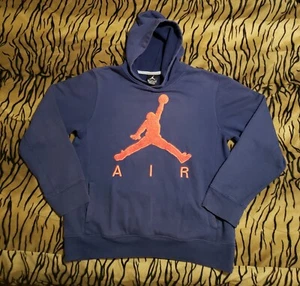 Navy Blue/Orange Air Jordan Jumpman Embroidered Hoodie Size YOUTH 13-15 Yrs  - Picture 1 of 8