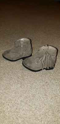 Gray Garanimals Fringed Baby Cowboy Boots. Size 2. suede look - Image 1 of 4