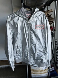 Hunter for Target Men's L Hooded Windbreaker Rain Jacket Silver! Rare Sold Out! - Picture 1 of 5