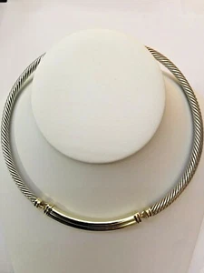 David Yurman 925 14k Yellow Gold Metro Double Cable 16" Choker Necklace, 93.1 Gr - Picture 1 of 10