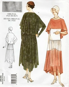 Vestido Retro Circa 1928 Aleta Patrón Costura U-Pick Talla 6-22 Vogue 2535 Fuera de Stock - Imagen 1 de 2