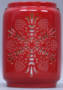Feliz Navidad Brite 7 pulgadas Cerámica Roja Copo de Nieve Candelabro Linterna Luminaria Soporte - Imagen 1 de 1
