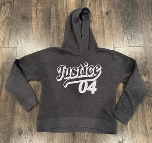 *GUC* Justice Girl's Hoodie Thin Sweatshirt, Gray w/ Glitter Logo, Size: M 10 - Picture 1 of 4
