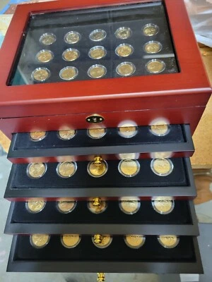Statehood gold plated quarter collection in beautiful wood presentation box - Image 1 of 4