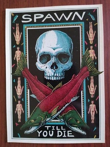 Spawn Till You Die Oversized Postcard Art Ray Troll Line 1991 Ketchikan Alaska - Picture 1 of 4