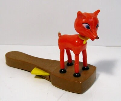 Vintage 1960s Tim Mee Toys Push Button Celluloid Dancing Fox Puppet - Image 1 of 4