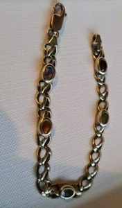 9ct GOLD AND MULTI COLOURED STONES TENNIS BRACELET Heavy Not Scrap 375 9k - Picture 1 of 6