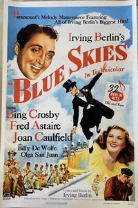 Bing Crosby Fred Astaire Movie Poster Blue Skies in Technicolor 27 x 42” Excel - Picture 1 of 1