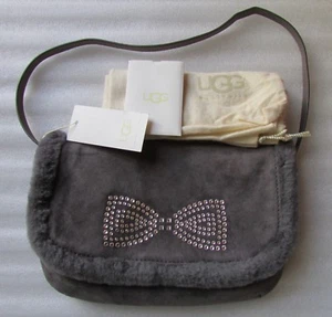 UGG Bag Alloway Convertible Satchel Clutch Grey Swarovski Crystal Bow New $165 - Picture 1 of 7