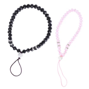 2 Pcs Beaded Mobile Phone Lanyard Cell Phone Lanyards Crystal Phone Strap - Zdjęcie 1 z 12